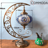 Zapanjujući ručno rađeni moon oblik turskog marokanskog mozaičkog stakla Stolni stol Noćni lampica svijetlo Zlatna baza Jedinstvena stolna svjetiljka ukras u Velikoj Britaniji