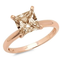 3. CT Sjajno princeze simulirani šampanjac 14k Rose Gold Solitaire prsten SZ 7.25