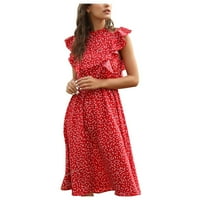 Outfmvch Crvena haljina Dot Print Haljina Ležerne prilike Ležerne prilike Ruffles Šifonske haljine Ženske haljine