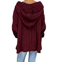 Vivianyo HD džemperi za žene Clearence Plus Veličina Žene Modni labavi Velike veličine Jednobojni kapuljač duge rukavi Duks na vrhu vino