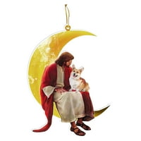 Clearsance Božićne životinje koje sjede na privjesku, božićni ukrasi na otvorenom Drveni božićni ukrasi
