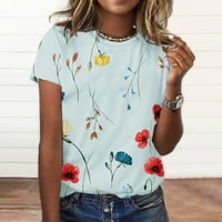 Ženska trendy cvjetna bluza posada vrata kratkih rukava Plus veličine Trendi Dressy Casual Tunika Tees