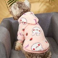 Walbest Puppy dukserice za pse, zeko jagoda uzorci ispisane ružičaste tople hoodie za male do srednjih
