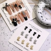 Girls Pokloni 3D Rhinestones Bowknot Manikura Pribor za manikir Crtani bušilice za nokte Mačji ukrasi za nokte nakit za nokte Nail Noestones Silver