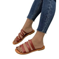 Ženske sandale Dressy Dame Fashion Summer Solid Boja kožna remena Kombinacija postavljena plosna sandala za žene veličine 7