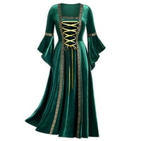 Ženska srednjovjekovna haljina plus veličina s dugim rukavima Cool Patchwork zavoj ogrtač gotički duga haljina za večernju zabavu zelena xxl