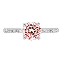 1.51ct okrugli rez ružičasti simulirani dijamant 14k Bijelo zlato Graviranje Izjava bridalne godišnjice