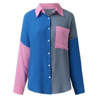 LowProfile gumb dolje majice za žene Ležerne prilike dugih rukava u boji košulje u boji Bloke