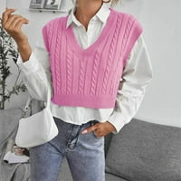 Ženski džemper prsluk Ležerne prilike V-izrez sudara u boji majica bez rukava prsluk bez rukava estetska odjeća TBKOMH