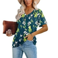 Košulje za žene Ljeto Vintage Trendy Aztec tiskani grafički tees V-izrez kratki rukav casual labava top bluza