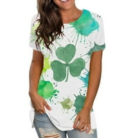 TOTO majice za žene St. Patrickov dan Žene okrugli vrat s kratkim rukavima HAMROCK L UCKY cvjetna tiskana
