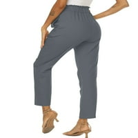 Sanviglor Womenske pantalone elastične struke dna široke noge duge hlače prozračno palazzo salon pamuk