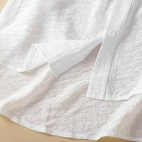 Dugi vrhovi za žene Ljeto Ležerne prilike pamučne posteljine dolje majice Labavi V izrez TEes Bluze