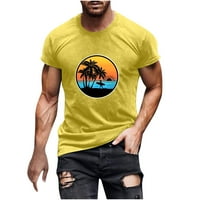Košulje za muškarce Ljeto Havajii plaža na plaži Ispis kratkih rukava muški vrhovi žuti l