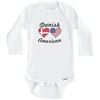 Danska američka zastava Hearts Danska Jedna dječja djevojaka, 0 mjeseci bijela