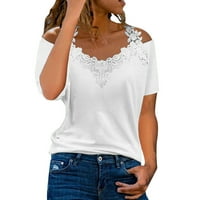 B91XZ Ženski vrhovi Trendy Solid Tops Kratka čipka Majica Casual bluza Žene T ženske majice Plus veličina
