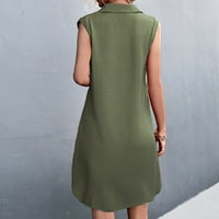 Ljetne haljine za žene rever v izrez Solid Boja casual haljina bez rukava Split slobodna comfy mini
