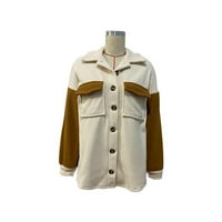 Xinqinghao Ženske nepravilne čvrste boje patchwork jakne kaput modni džepovi s dugim rukavima Jakne od tastera izrezaju jakne od jakne bež l