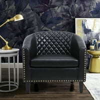 Stolica za accent barel dnevna soba stolica sa naljepljima i od punog drveta crne PU kože