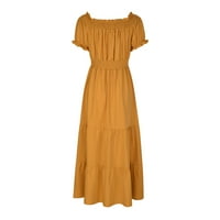 TUPHREGYOW ženski klirens kratki rukav elastični struk osjetljive elegantne haljine ljeto Soild boja