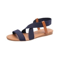 Pafei Tyugd ravne elastične sandale za žene Ljeto Dressy Cute Comfort ravne sandale s elastičnim kaišem