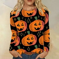 Bluze s dugim rukavima za ženska majica za O-izrez Halloween Print bluza vrhovi labavi FIT Fall majica Top