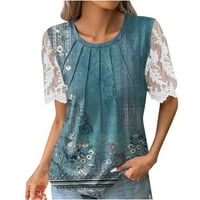 Ferernal ženska modna casual labava čipkasta majica s kratkim rukavima na plišani majica Top Womens Ljetni vrhovi