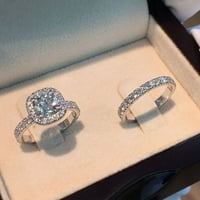 Postavite modni dijamantski nakit srebrni bijeli safirni prsten za brisanje za mladenku vjenčani prstenovi