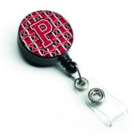 Caroline's blago CJ1079-PBR slovo P Fudbal Crimson & White uvlačenje značke koluta, višebojna