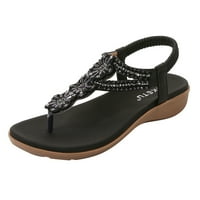 Floenr Womens Sandale Flip flops za žene, ljetne sandale za žene ravne klizanje na sandale Kristalne rimske cipele Otvorene prste casual sandale
