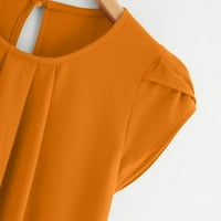 Ženske ljetne šifonske majice Petal kratki rukav okrugli vrat Dressy bluza majica casual pune boje Basic majica