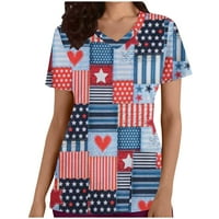 AUFMER Clearsance Patriotske majice za žene ActiveAr Američka zastava, dame modni casual puni okrugli