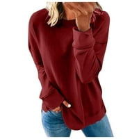 Ženska casual crewneck dukserska majica s dugim rukavima, majice s dugim rukavima Labavi fit pulover vrhovi osnovnih majica TEE mekane majice u comfy bluzu