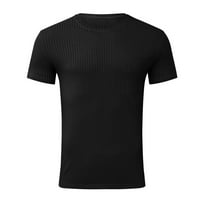 Muška ljetna vertikalna pruga čvrsta boja okrugli vrat Stretch fitness fitnes trčanje majica kratkih
