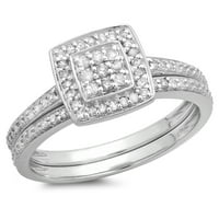 Dazzlingrock kolekcija 0. Carat sterling srebrni okrugli bijeli dijamantski ženski zaručni prsten za