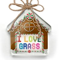 Ornament tiskan jednostrano volim travu, šareni božićni neonblond