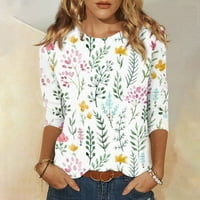 Ljetni rukav majica Pejzažna farbanje uzorak na vrhu Žene tri četvrtine rukava s pulover okruglim vratom