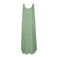 Haljine za žene bez rukava bez rukava A-Line V-izrez haljina zelena m