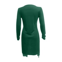 Jesenske haljine za žene ženske dugih rukava s dugim rukavima tanko učvršćeno navojno dugme High Split Mid Calf haljina ženska haljina tanqike xxl