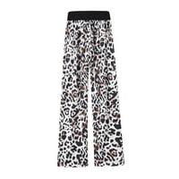 Ženske korejske ležerne pantalone Modni leopard plaćeni uzorak visoke strukske hlače za vuču