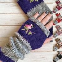 Žene zimske pletene rukavice bez prstiju ptice vezeni blok u boji spajanje pola