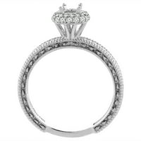 14k bijeli zlatni prirodni peridot i dijamantni zaručni prsten krug, veličina 7.5