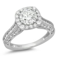 2. CT sjajan okrugli rez pravi prirodni dijamant si1-si g-h 14k bijelo zlato halo obećaj vjenčanja Izjava o vjenčanju Dizajnerski prsten w kristalna strana kamenja veličine 7