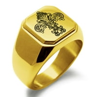 Nehrđajući čelik Royal Fleur de Lis ugravirani kvadratni ravni top Biker stil polirani prsten
