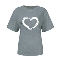 Ležerne majice za žene Ljeto kratki rukav O-izrez Ljubav Heart Print Tops Valentines Majke Dan majica