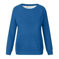 Zimske dukseve za žene slatke čvrste boje plus veličine dukserice majčinstvo Y2K duksevi modni dugi rukav teen djevojke pulover jeseni odjeću za odabir Osnovna odjeća za odabir Blue 3xl