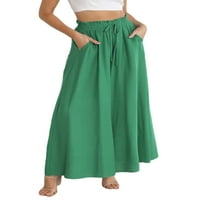HAITE WOODZO pantazzo pant elastične struke hlače široke noge dno na plaži hlače za odmor cvjetni print zeleni xl