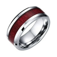 ZTTD Par prsten Drveni zrno titanijum čelične srce Tri sloja prstenaste prsten veličine 6 ~ 13