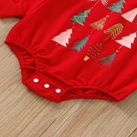 AFUNBABY Baby Girls Bosy Božić Rodper okrugli vrat Dugi rukav Božićno drvce Ispiši Jumpsuits BodySuits