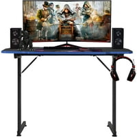 Z oblikovan ergonomski igrački stolni stol sa kukom za slušalice za igre igrača, plava